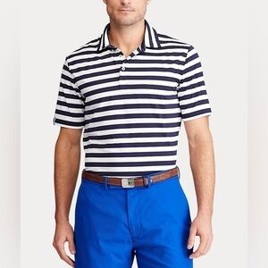 RLX Custom Slim Fit Performance Polo size XL navy and white stripe